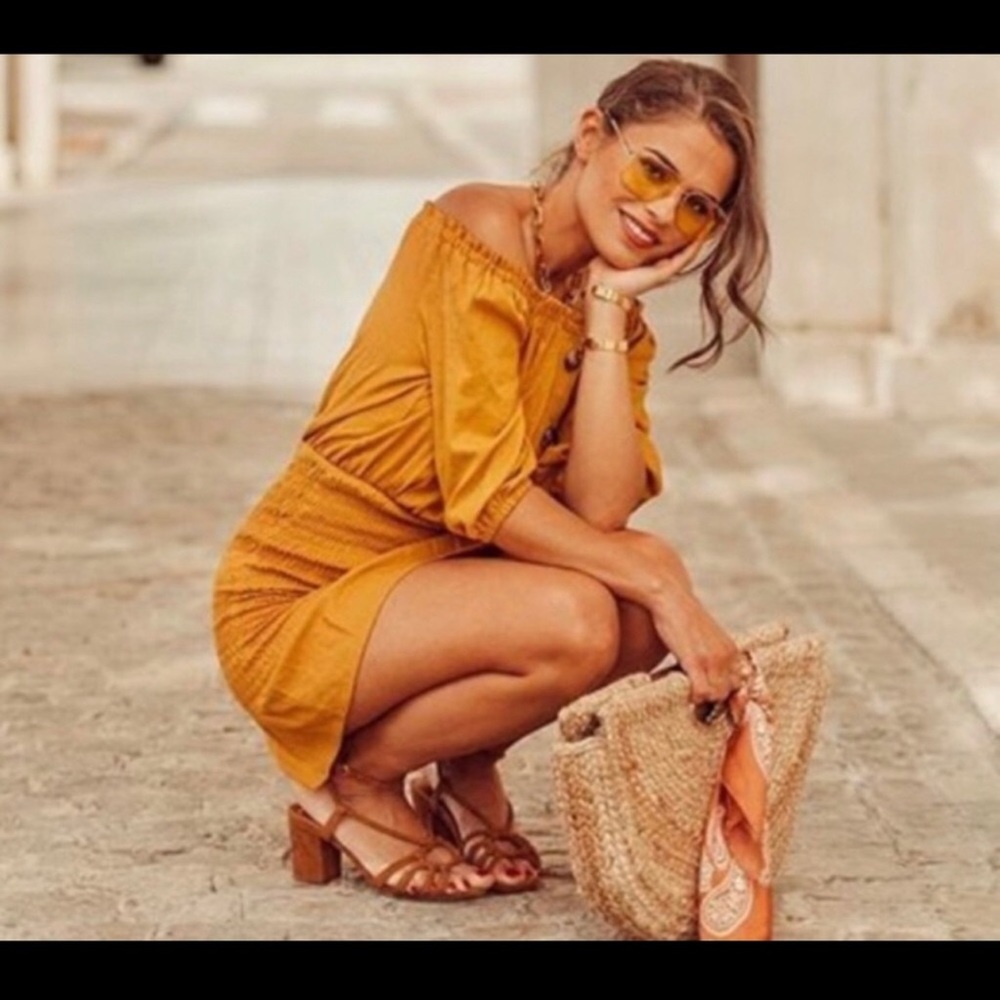 ZARA FAVORITE BLOGGER YELLOW MUSTARD DRESS.